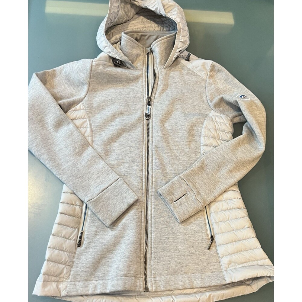 Kuhl women's size xs Hybrid Down Wool Hoodie Puffer Jacket Grey Ski Winter